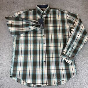 Stetson Green Flip Cuff Button Down Shirt Size Large Cotton Country Western